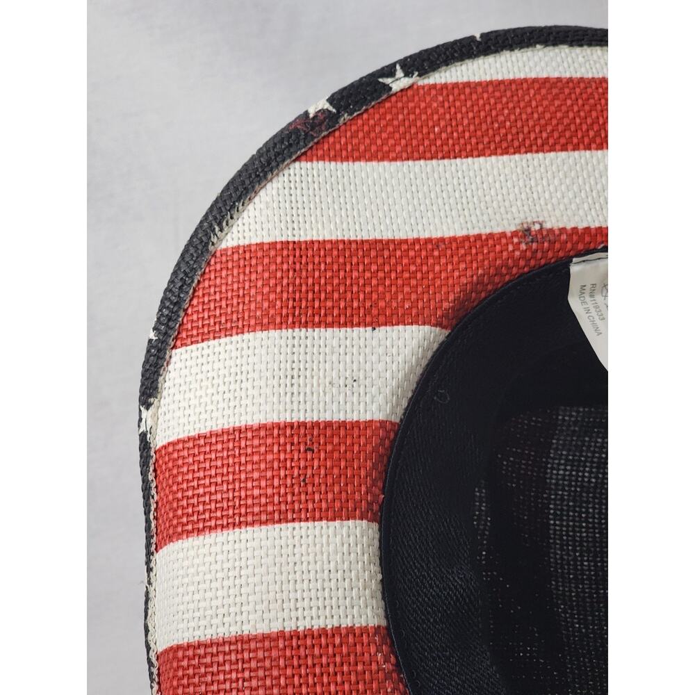 USA Western Cowboy Hat Straw Brim Classic American Flag Paper Hat Caps - Picture 6 of 9